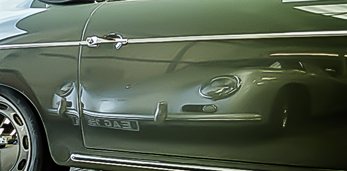 Porsche 356 'D' reflection in a Porsche 356 'B' Roadster